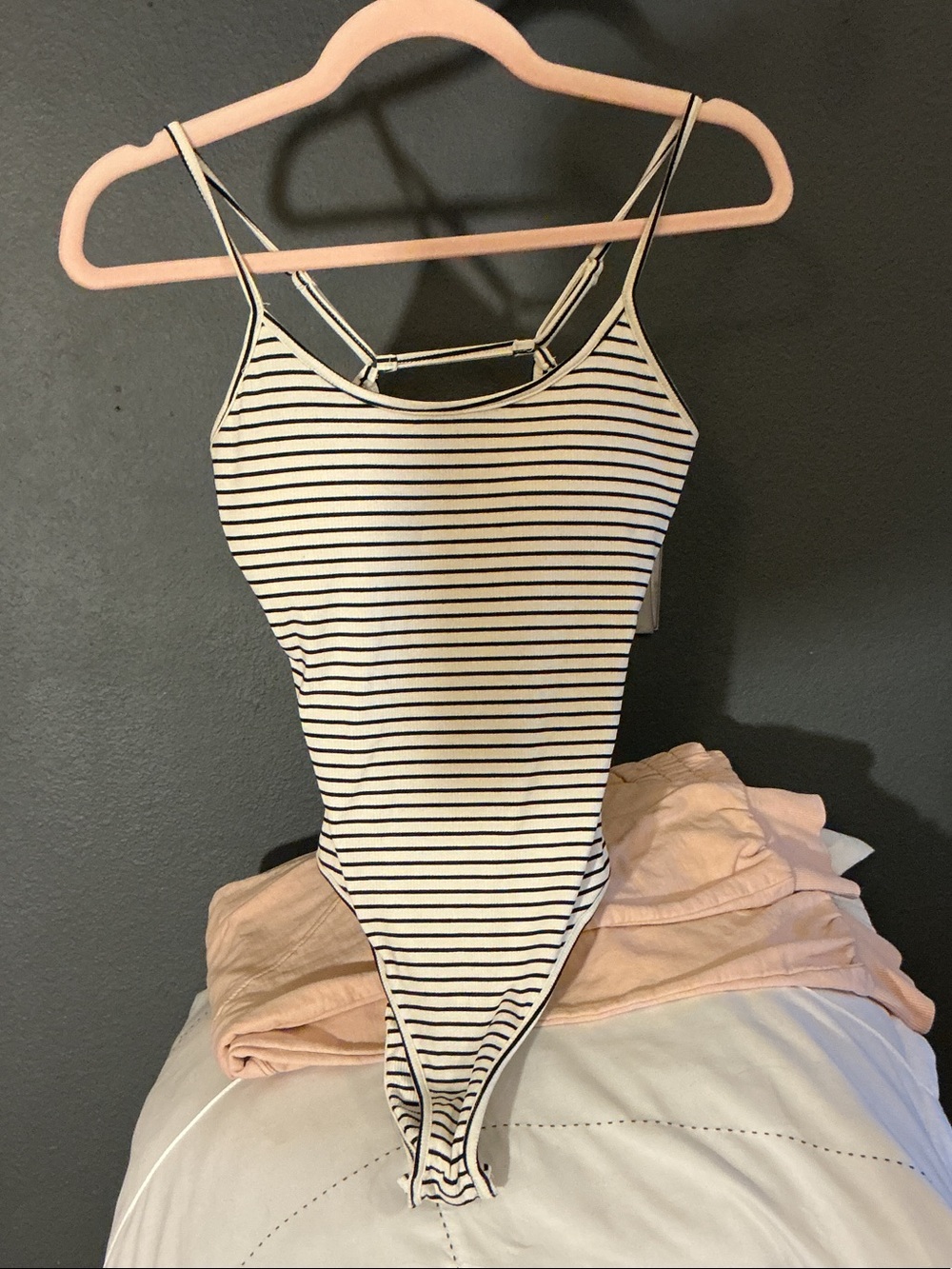 Striped Scoop Neck Bodysuit - Black & White